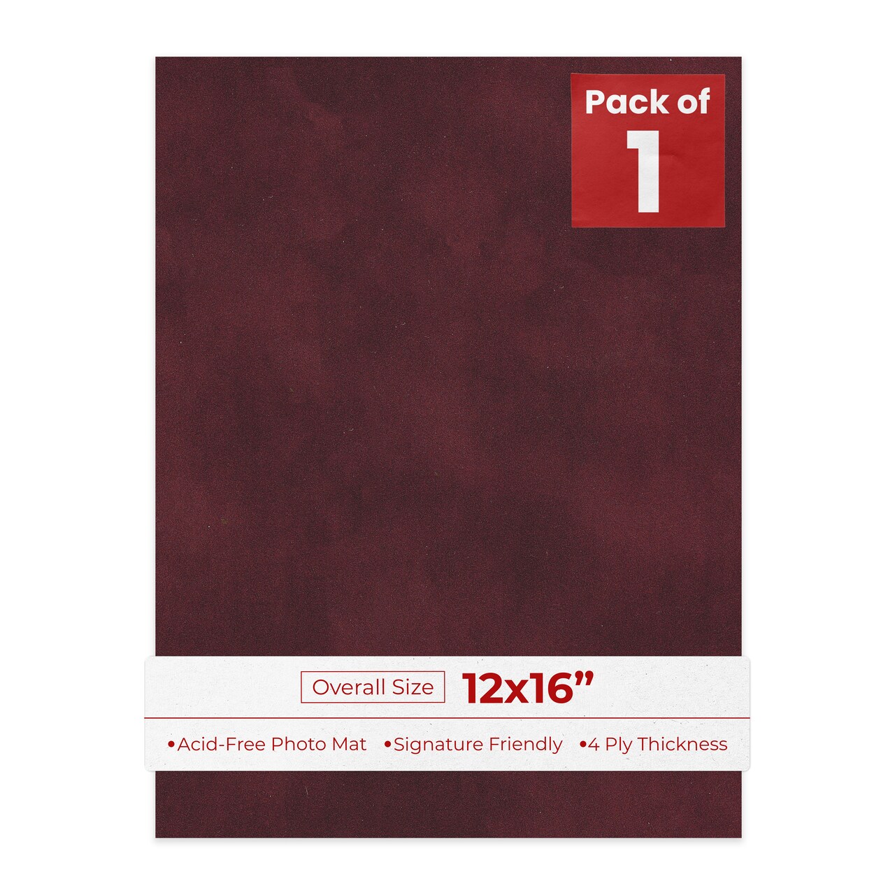 Dark Red Suede 12x16 Uncut Mat Board - Blank Sheets, No Opening